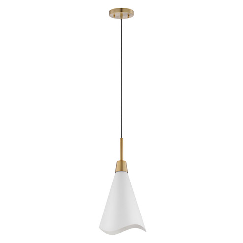 Tango One Light Pendant in Matte White / Burnished Brass (72|60-7471)