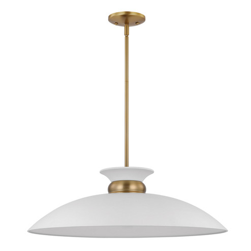 Perkins One Light Pendant in Matte White / Burnished Brass (72|60-7465)