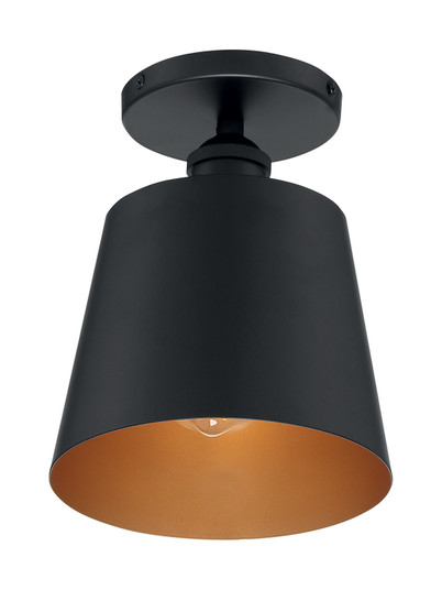 Motif One Light Semi Flush Mount in Black / Gold Accents (72|60-7331)