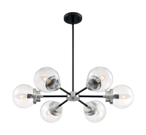 Axis Six Light Chandelier in Matte Black / Brushed Nickel Accents (72|60-7136)