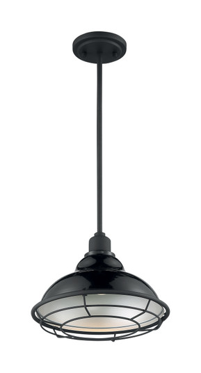 Newbridge One Light Pendant in Gloss Black / Silver (72|60-7004)