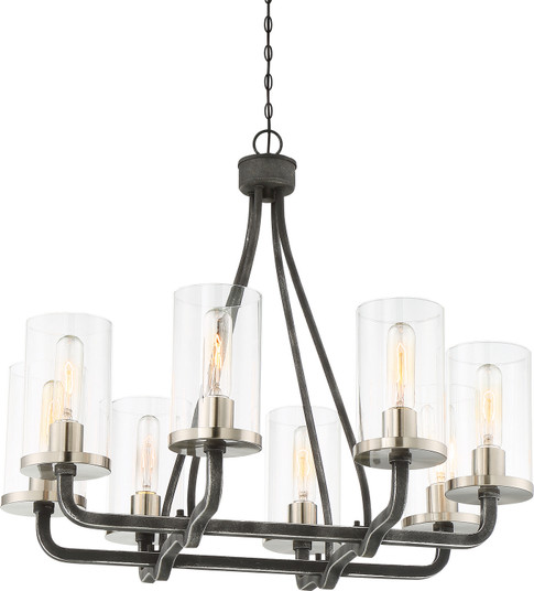 Sherwood Eight Light Chandelier in Iron Black / Brushed Nickel Accents (72|60-6128)