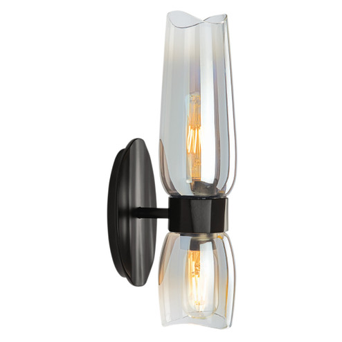 Flame Two Light Wall Sconce in Matte Black (185|9760-MB-CLGR)