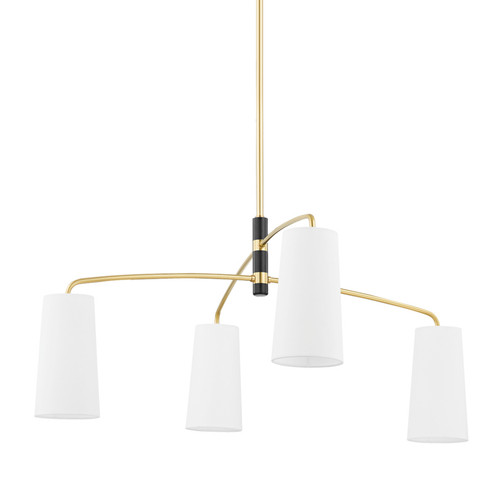 Evelyn Four Light Chandelier in Aged Brass/Soft Black (428|H612804-AGB/SBK)
