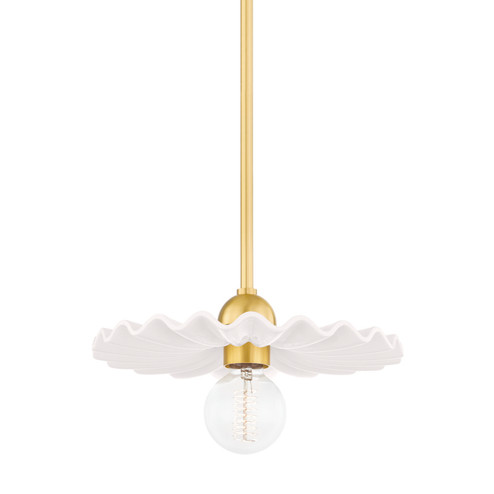 Tinsley One Light Pendant in Aged Brass/Ceramic Gloss Cream (428|H499701-AGB/CCR)