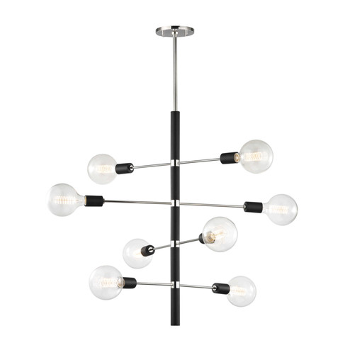 Astrid Eight Light Chandelier in Polished Nickel/Black (428|H178808-PN/BK)