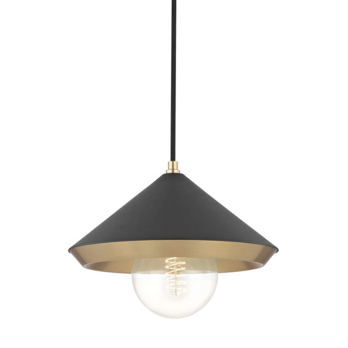 Marnie One Light Pendant in Aged Brass/Black (428|H139701L-AGB/BK)