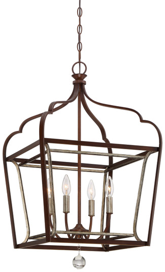 Astrapia Four Light Foyer Pendant in Dark Rubbed Sienna With Aged Silver (7|4344-593)