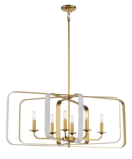 Aureum Six Light Pendant in Matte White W/ Honey Gold (7|1217-706)