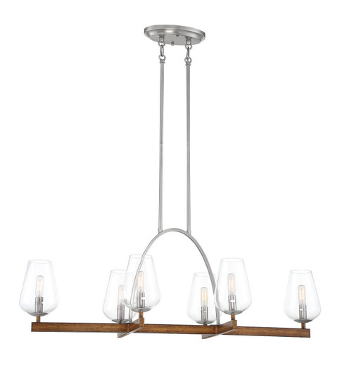 Birnamwood Six Light Island Pendant in Koa Wood W/ Pewter (7|1067-699)