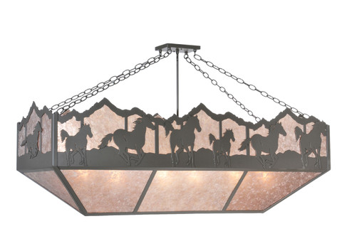 Running Horses Six Light Oblong Inverted Pendant in Timeless Bronze (57|99638)