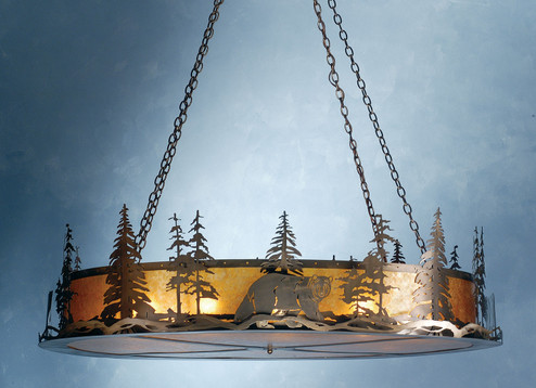 Northwoods Bear At Dusk 12 Light Inverted Pendant in Antique Copper (57|81774)