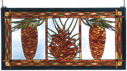 Pinecone Window in Blue Amber Red Bl (57|81470)