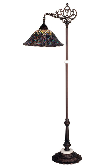 Tiffany Peacock Feather One Light Bridge Arm Floor Lamp in Mahogany Bronze (57|65840)