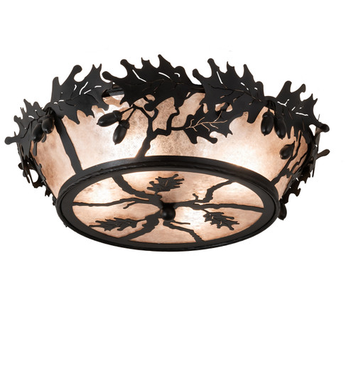 Oak Leaf & Acorn Four Light Flushmount in Black Metal (57|51000)