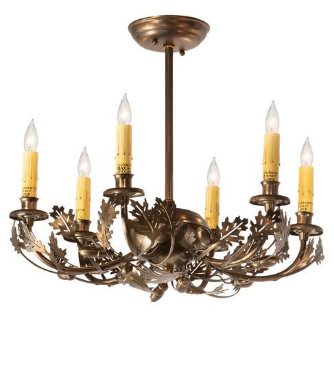 Oak Leaf & Acorn Six Light Chandelier in Antique Copper (57|50095)