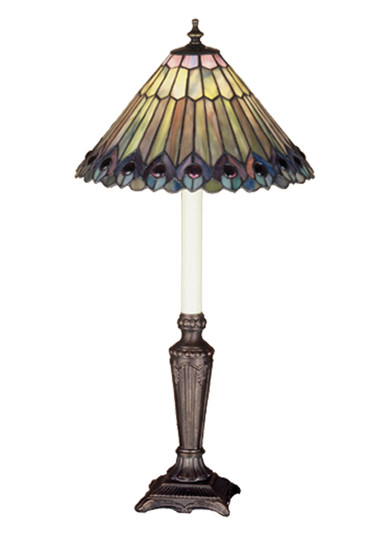 Tiffany Jeweled Peacock One Light Table Lamp in Polished Stainless Steel (57|47840)