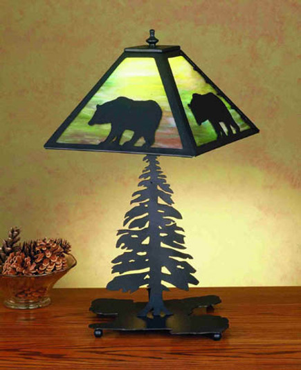 Lone Bear Two Light Table Lamp in Black Metal (57|32552)