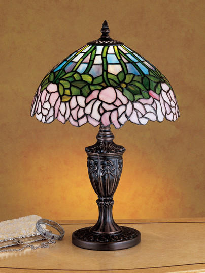 Tiffany Cabbage Rose One Light Accent Lamp in Purple/Blue Pink (57|30343)