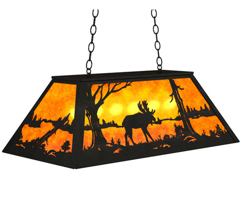 Moose At Lake Six Light Pendant in Black Metal (57|30328)