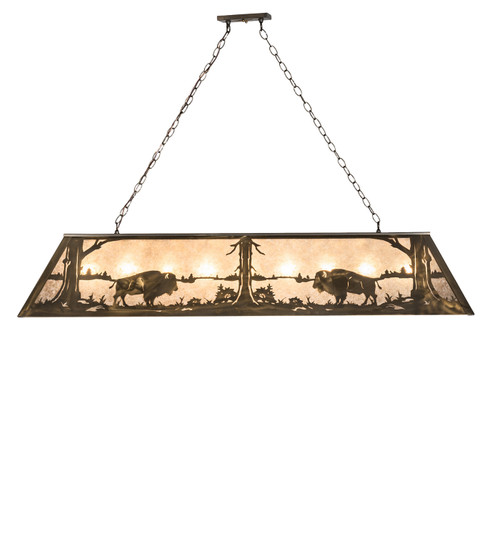 Buffalo At Lake Nine Light Oblong Pendant in Antique Copper (57|30148)