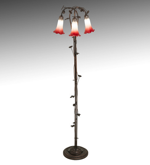 Pink/White Three Light Floor Lamp in Mahogany Bronze (57|255131)