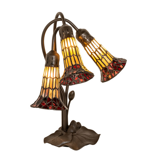 Stained Glass Pond Lily Three Light Table Lamp in Mahogany Bronze (57|251684)