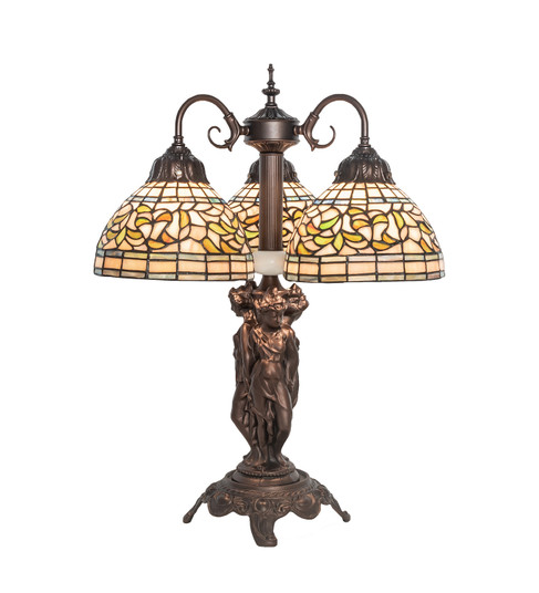 Tiffany Turning Leaf Three Light Table Lamp in Mahogany Bronze (57|245480)