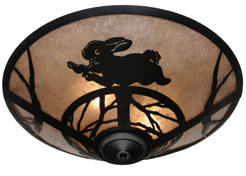 Rabbit On The Loose Three Light Flush Mount in Black Metal (57|243185)