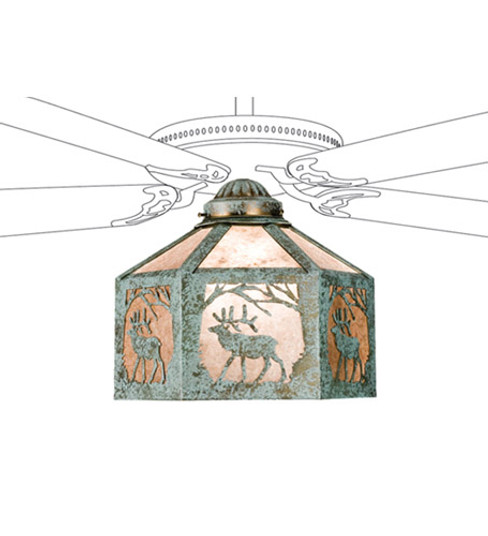 Lone Elk One Light Fan Light Shade in Verdigris (57|22341)