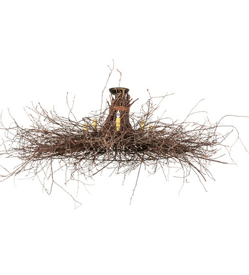 Twigs Eight Light Semi-Flushmount in Antique Copper,Natural Wood (57|222625)