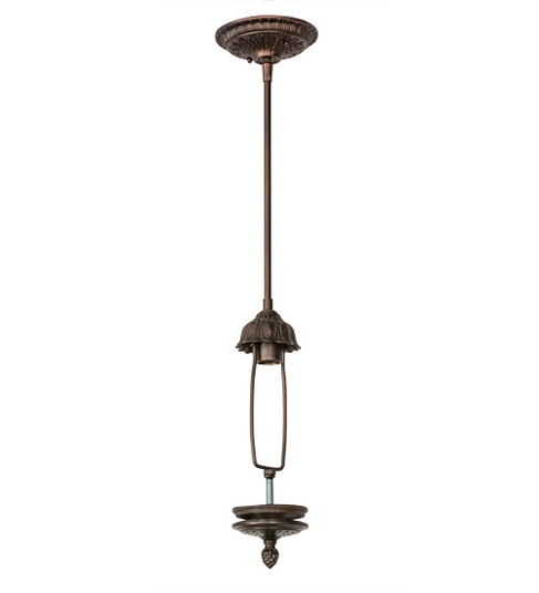 Tiffany Jeweled Peacock One Light Inverted Stem Hung Hardware in Mahogany Bronze (57|211922)