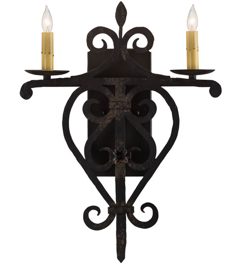 Fleur De Lys Two Light Wall Sconce in Black Metal (57|198850)