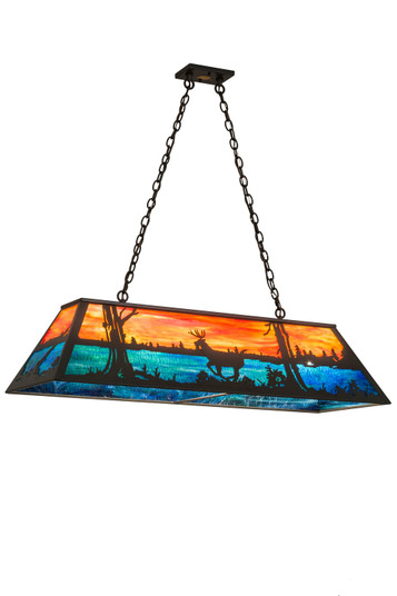 Deer At Lake Six Light Oblong Pendant in Timeless Bronze (57|175391)