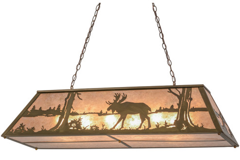 Moose At Lake Nine Light Oblong Pendant in Antique Copper (57|159030)