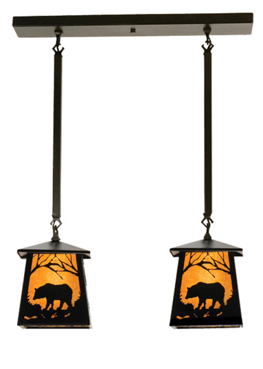 Bear At Dawn Two Light Island Pendant in Black Metal (57|15744)