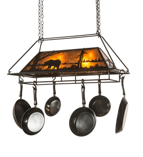 Bear At Lake Two Light Pot Rack in Black Metal (57|15737)