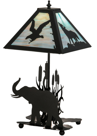 Wildlife On The Loose Two Light Table Lamp in Black Metal (57|150573)