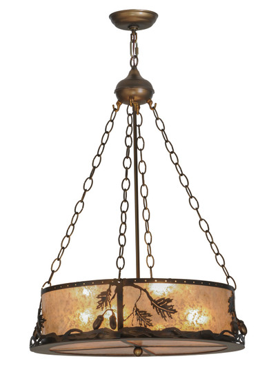 Oak Leaf & Acorn Eight Light Inverted Pendant in Antique Copper (57|148888)