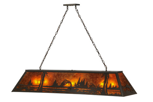 Leaping Trout Nine Light Oblong Pendant in Timeless Bronze (57|148726)