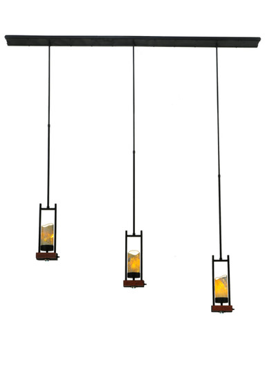 Grand Terrace Six Light Island Pendant in Black Metal,Natural Wood (57|141350)