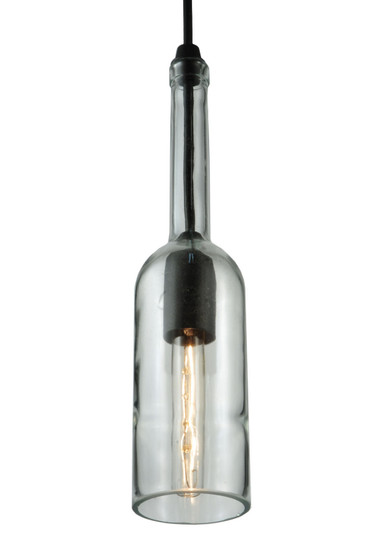 Wine Bottle One Light Mini Pendant in Black Metal (57|134167)