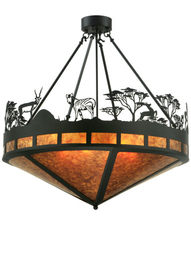 Serengeti Six Light Inverted Pendant in Black/Amber Mica (57|130870)