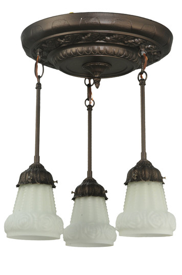 White Puffy Rose Three Light Semi-Flushmount in Mahogany Bronze (57|130778)