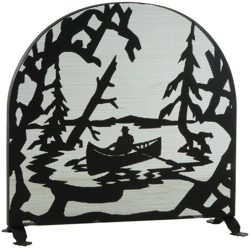 Canoe At Lake Fireplace Screen in Black Metal (57|124963)