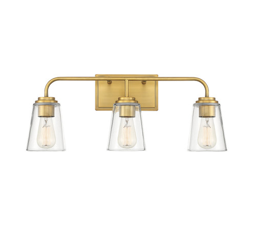 Mbath Three Light Bathroom Vanity Light in Natural Brass (446|M80044NB)