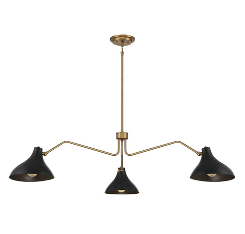 Three Light Pendant in Matte Black with Natural Brass (446|M7019MBKNB)