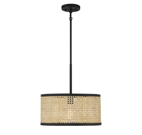 One Light Pendant in Natural Cane with Matte Black (446|M7018MBK)