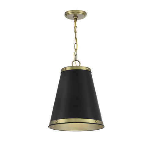 One Light Pendant in Matte Black with Natural Brass (446|M7014MBKNB)