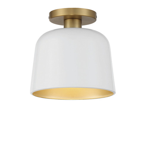 One Light Flush Mount in White with Natural Brass (446|M60067WHNB)